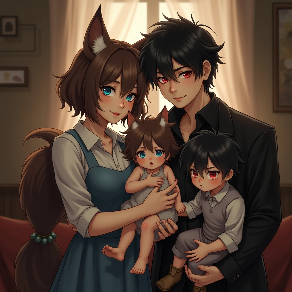 huge breas, motherly, mother and son ,mommy, husbando and wife, family, , ,catgirl, catboy,house, husband and wife,family dad,father and mother