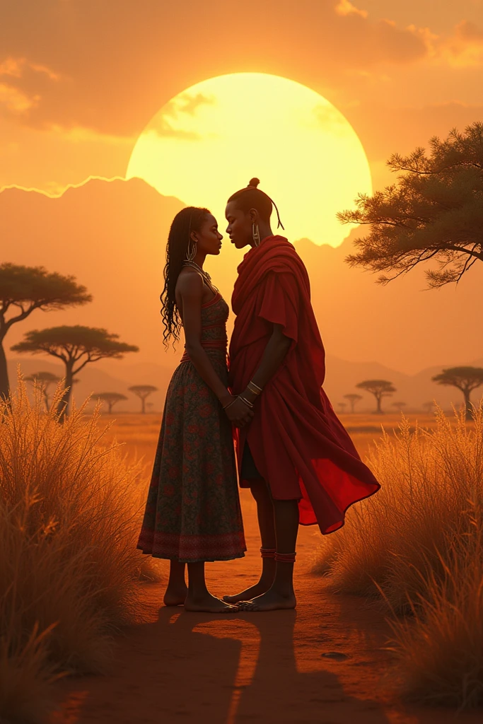 Un homme et Nayekie continuent de se retrouver, their hearts beating in harmony with the rhythms of the savannah.