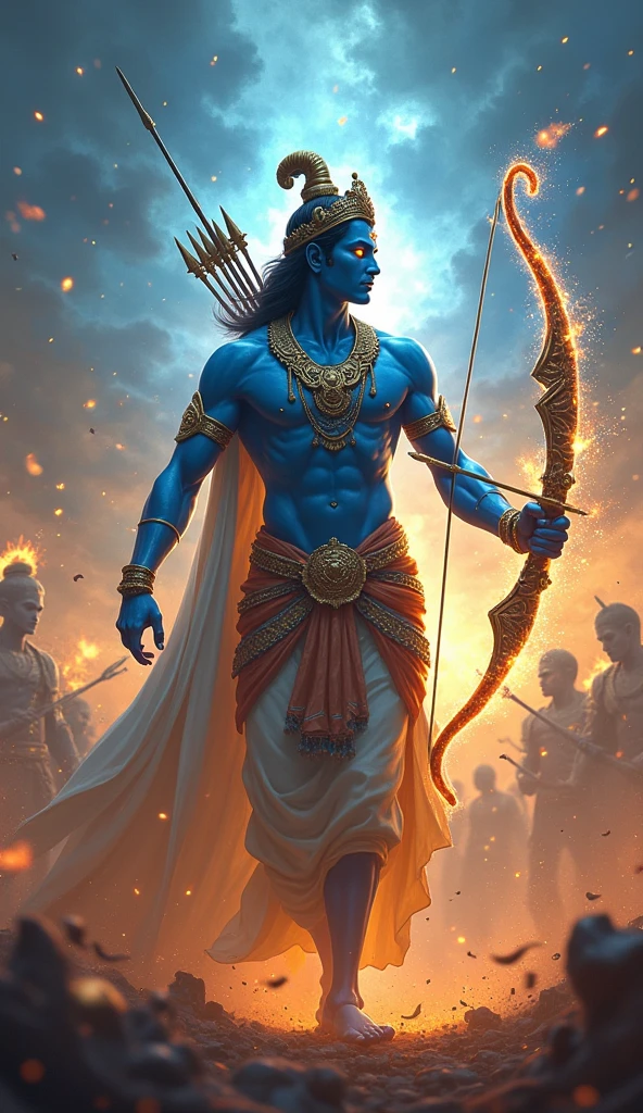 An artist's depiction of Lord Krishna and his disciple Arjuna, cena do bhagavad gita