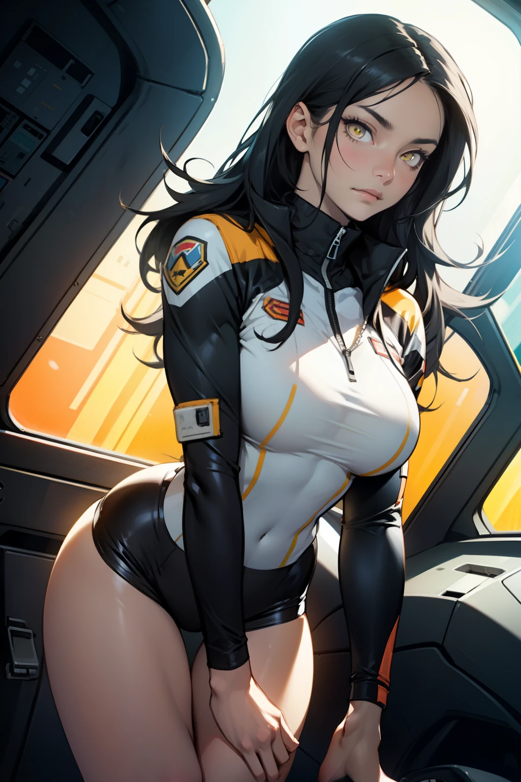 girl spacepunk,(((1girl))),((beautiful girl with spacesuit)),woman,1female,((milf,mom,mature,mature woman,45 years old female,adult)),
(large breasts:1.4),saggy breasts,(((dark hair:1.4,straight hair,long hair:1.4,colored inner hair))),(((green_eyes:1.3))),intricate eyes,beautiful detailed eyes,symmetrical eyes,((fat)),(((lustrous skin:1.5,bright skin: 1.5,skin tanned,shiny skin,very shiny skin,shiny body,plastic glitter skin,exaggerated shiny skin,illuminated skin,wet legs))),(spider lower abdomen,narrow waist,wide hip,imbo body,inflated legs, thick thighs,detailed body,(detailed face)),
cute,slutty,seductive,erotic,(((nsfw))),
revealing clothing,show skin,((underboob:1.5)),(cleavage),((space suit outfit, green space suit,short sleeve spacesuit)),(wearing a space suit outfit:1.3,space suit clothes),((zipper suit, zipper slightly unzipped))),((wet clothes,intricate outfit,intricate clothes)),
(dynamic pose:1.0),solo focus,embarrassed,(centered,scale to fit dimensions,Rule of thirds),
cyberpunk city by the ocean at night, with bright neon signs and dark stormy clouds and puddles, scenery:1.25,nighttime, starry night, cosmos,Very dark night that makes the neon lights stand out, very bright neon lights,nighttime, starry night, cosmos,
artistic photography,(photography taken by sldr),highres, sharp focus,(ultra detailed, extremely detailed), (photorealistic artwork:1.37),(extremely detailed CG unity 8k wallpaper),((synthwave background theme)),(((vibrant colors))),intricate,(intricate background),(masterpiece),(best quality),perfect rendered face,perfect face details,realistic face,photo realistic,analog style,((intricate detail)),(((realism))),