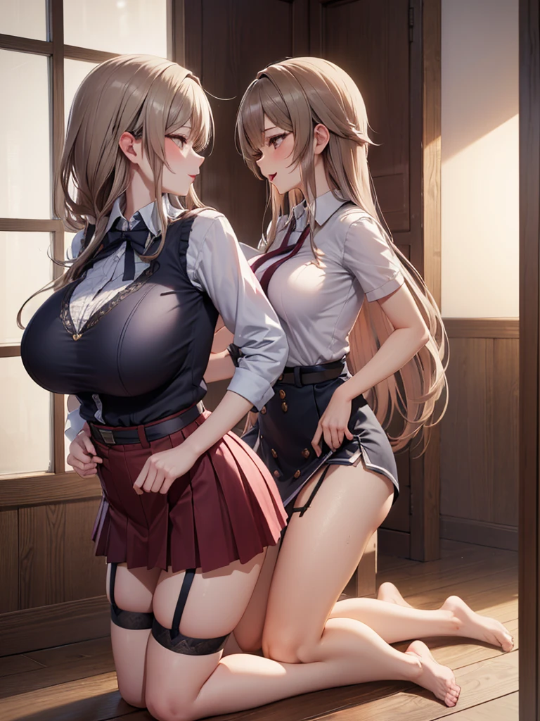 (( best quality)), ((  Masterpiece )), (  Details), 1 person,Age 25,uniform,student,( Mini Skirt),( Please open the shirt), Shoulder Bear, red cheeks , underbust pose,(I can see your chest),( excited expression),(Seduce),  knight ,circuit,Dim lighting,(暗い  knight の背景),(Dimly lit changing room),(Dirty changing room),  Let's take a closer look , sexy,Side View,Obese older people,(Standing old man),(Woman kneeling in front of an old man),(An old man is showing off his penis in front of a woman),(Woman sticking tongue out at penis),sweat,( black garter belt ), shorthair,Side View