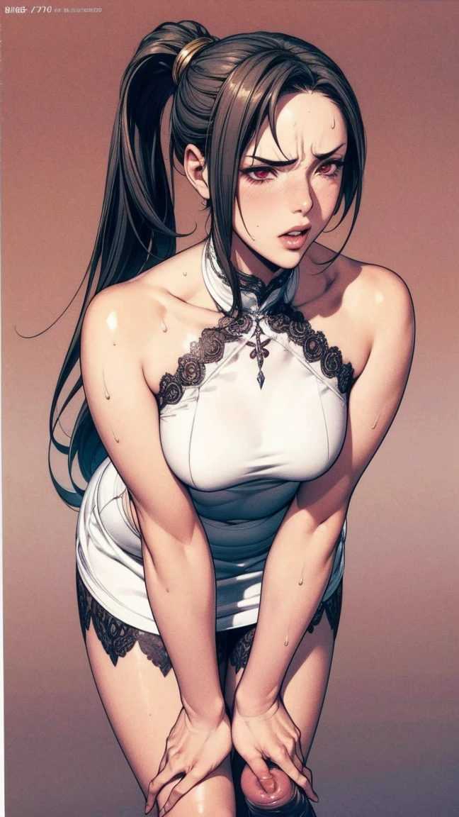Unbeatable masterpiece, ultra-realistic 8k CG, perfect artwork, super detailed rendering, masterpiece, highest quality, high resolution, detail maniac, high definition, high quality, detailed face, detailed body limbs, 1girl, solo, Hinata Hinata, Hyuga sleeveless clothing, women's bed, sleeveless shirt, fishnet shirt, dark lips, unzipped jacket, no bra, no panties, exposed breasts, blushing, white stockings, transparent clothes, exposed pubic hair, camel toes, jiri-like, extreme breasts, Extreme female body, whole body, girl lying on the bed, white eyes,