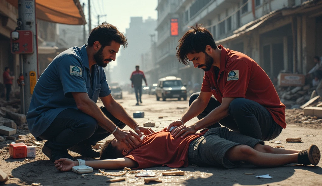 A collage where emergencies and car accidents appear, nurses, psychologists