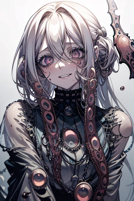 Silver Hair Short Hair Black headband bluish eyes beautiful girl nsfw Goth Pee Sweaty Wet Blank expression, violent movements Tentaclesから襲わている seventeen 1people Constraints 身体にTentaclesが巻き付いている お尻の穴からTentaclesが侵入 脚を開いてしゃがんでいる Tentacles Hardcore