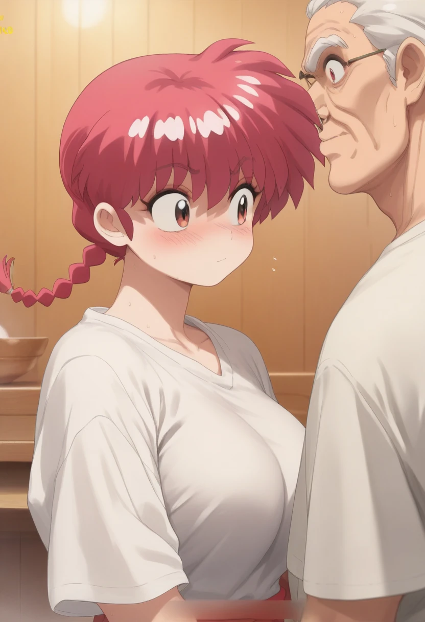best quality, ultra detailed, masterpiece, (1boy, 1girl:1.2), (tatami room), (at evening), ((nude:1.4)), (topless), (bottomless:1.2), (from side) BREAK
((sweat), (kneeling down:1.2), (looking up), (asuka), (blue eyes), (orange hair), (long hair), (two side up), (small breasts), (sidefellatio:1.8), (fellatio:1.4), (mouthfull), (cock in mouth), ((nipples)), (drool:1.4), (slaver), ((nude:))), 1girl BREAK
(ugly man, fat man, black man, old man), (nude, ((large penis:1.2)), erection, testicles, pubic hair, ((hand on another's head:1.2))), ((standing)), 1boy