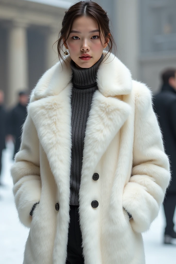 White fur coat