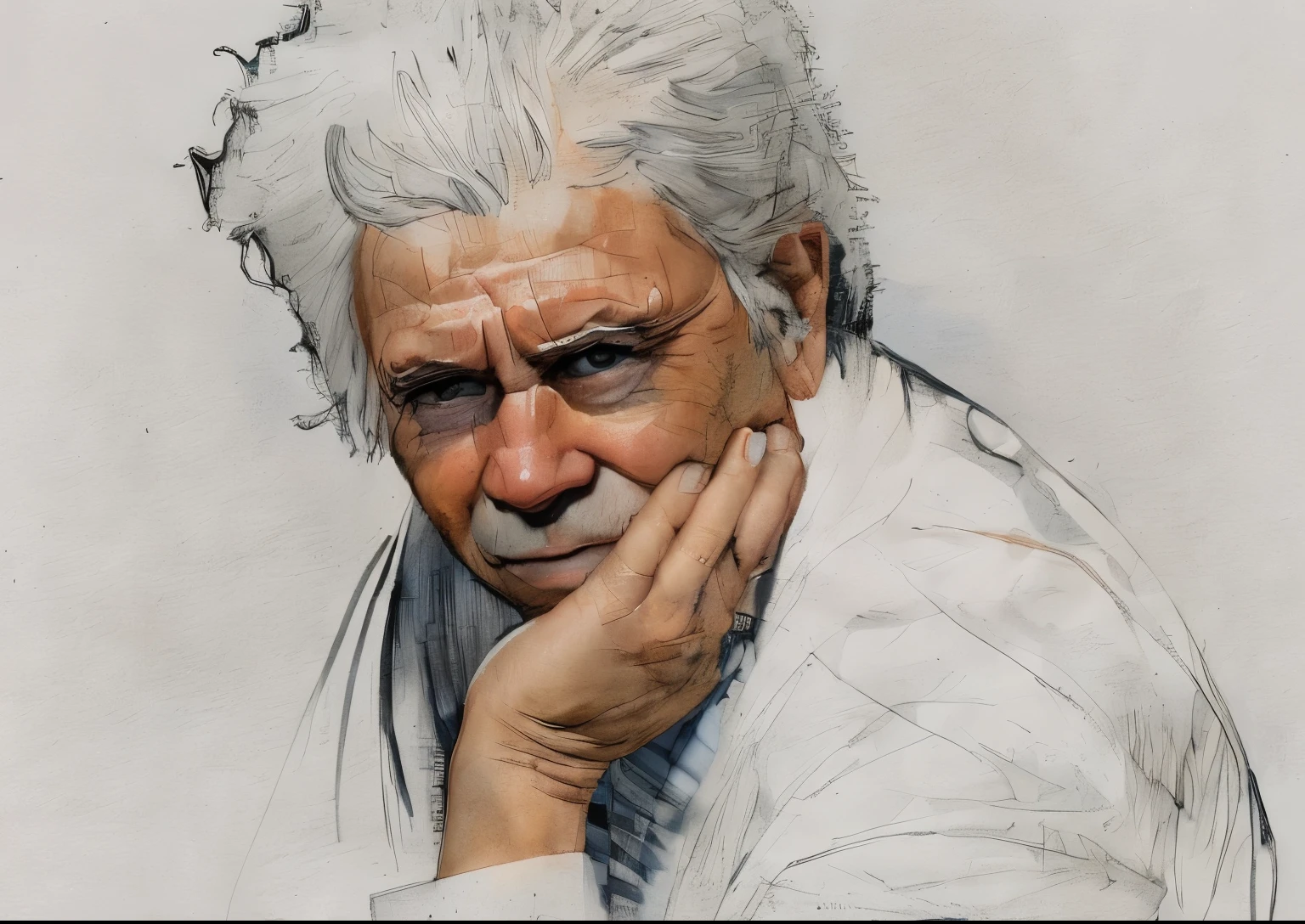 portrait of human, white hair