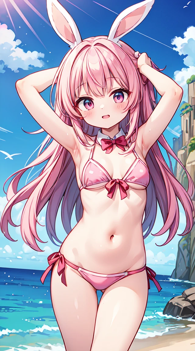Pink hair 02 bunny girl bikini kid look commotion