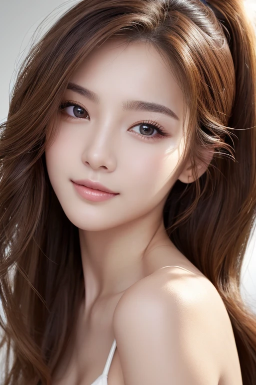 absurdres, 1girl, star eye, blush, (realistic:1.5), (masterpiece, Extremely detailed CG unity 8k wallpaper, best quality, highres:1.2), (ultra_detailed, UHD:1.2), (pixiv:1.3), perfect illumination, distinct, (bishoujo:1.2), looking at viewer, unreal engine, sidelighting, perfect face, detailed face, beautiful eyes, pretty face, (bright skin:1.3), idol, (abs), ulzzang-6500-v1.1, soft smile, upper body, (dark red hair), (simple background), ((dark background)), (depth of field), close-up, selfie