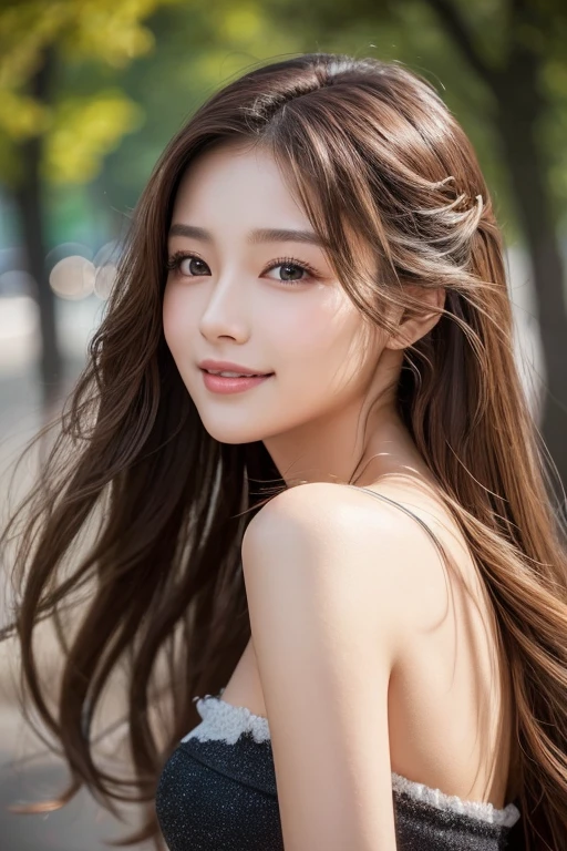 (masterpiece:1.5), high quality, aesthetic photo ,(HDR:1.3), pore and detailed, intricate detailed, graceful and beautiful textures, RAW photo, 16K, diffused sunlight, 8K, RAW photo, top-notch quality, exceptionally detailed RAW color photo, professional-grade photograph, (realistic, photorealistic:1.2), (highly detailed skin:1.1), ultra-high resolution, (lenz 80mm), (F/1.2), Extremely stunning and beautiful girl, 20 yo, very detailed and sharp facial features and expressions, very detailed and natural shinning hairs, short hairs, bangs, messy hair, detailed and perfect symmetrical glossy eyes, detailed sharp nose, detailed glossy lips, detailed white glistening teeth, detailed symmetrical face, very detailed and perfect natural breasts, double eyelids, wearing loose white shirt with denim shorts, deep neckline, on a hiking trip, trees, leafs, lots of flowers, wilderness, cute and charming, gentle smile, looking at the viewer, perfect lighting, cinematic colour grading, soft focus, focus on girl, extremely detailed surroundings, highly detailed, detailed fabric rendering,