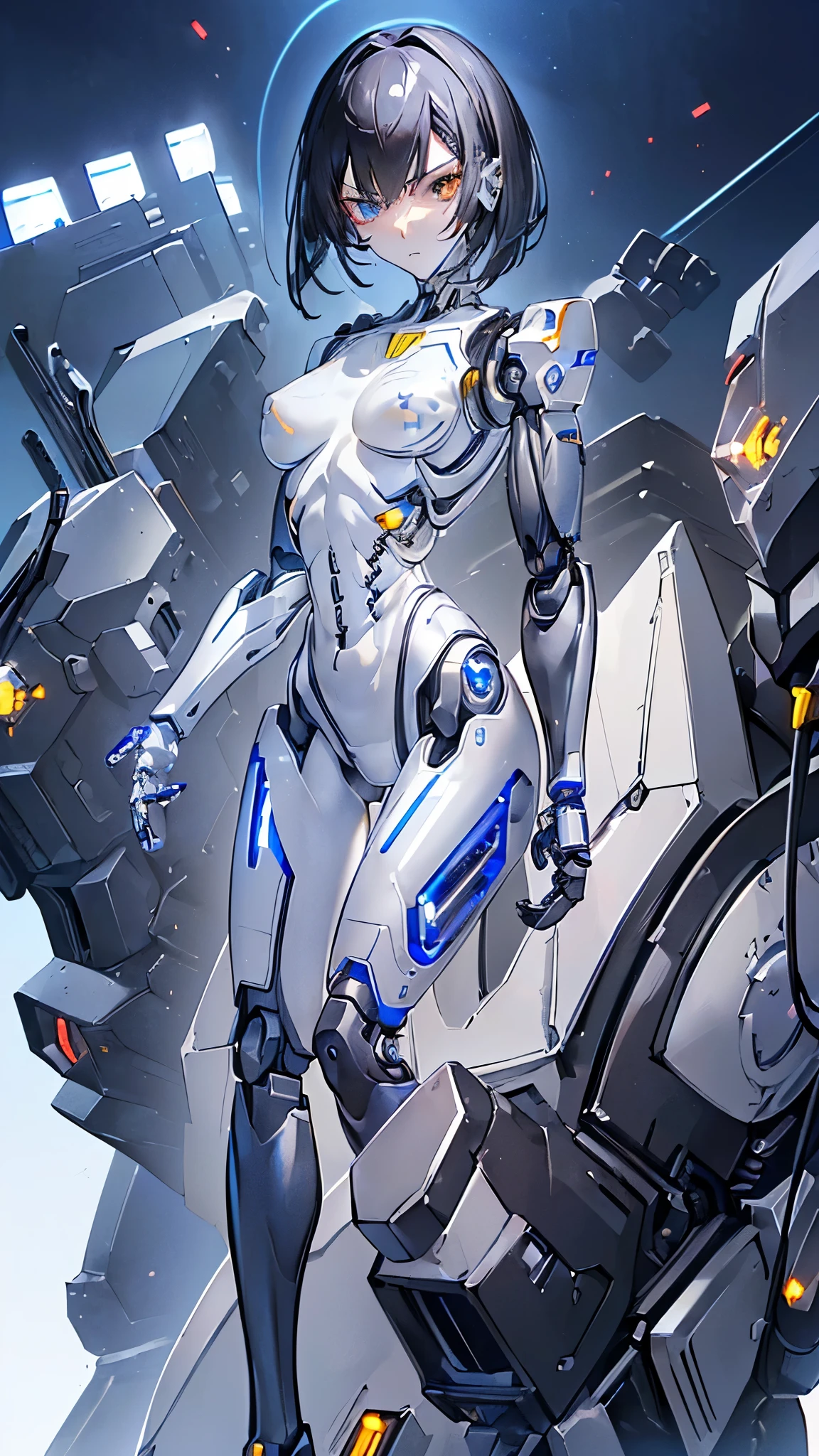 ((Masseter muscle area:1.5)),(( best quality)),( Ultra Precise ),8k photos, best qualityのアニメ,Highest resolution,Sharpness, clear ,The world of the near future :1.4,(( perfect anatomy :1.5)),(Perfect description, An unbroken body:1.5), detailed down to the smallest detail,Incredible depiction,(( cyborg 1 female ,Please bring the machine body :1.9),( shiny black hair)),(Beautiful and neat face ),((A beautiful shiny machine eye :1.3),(( slender body ,Parting:1.4),Small waist,Beautiful Skin, beautiful legs,( No Emotion),( detailed and precise bodysuit ),