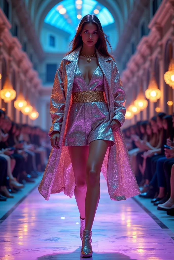 a Fashion Model, fun and stylish Fashion, night, full body, by Alexander McQueen, 35mm photograph, bokeh, cinematic still, (best quality, masterpiece), very aesthetic, perfect composition, photorealistic, intricate details, ultra-detailed, vivid colors