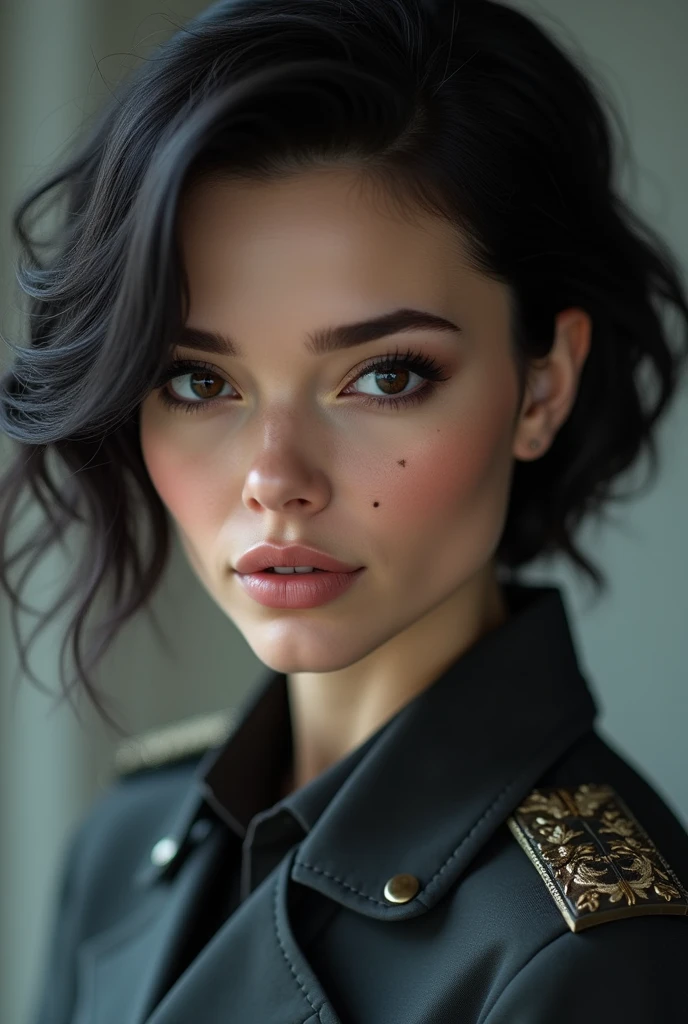 Brune européenne cheveux courts resille talons