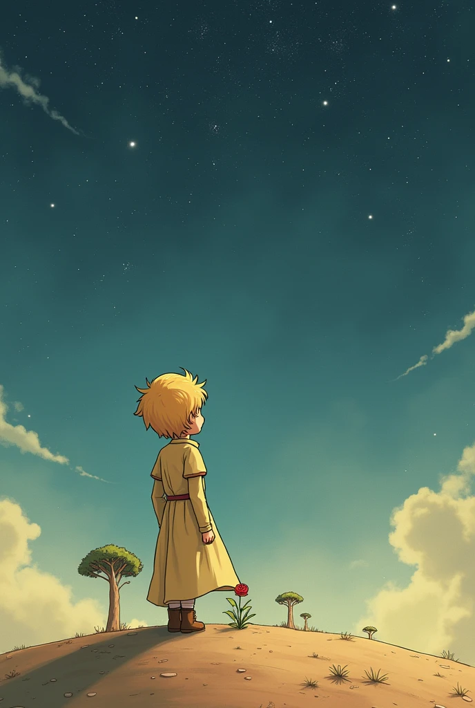 The little prince, watercolor style, vibrant colors