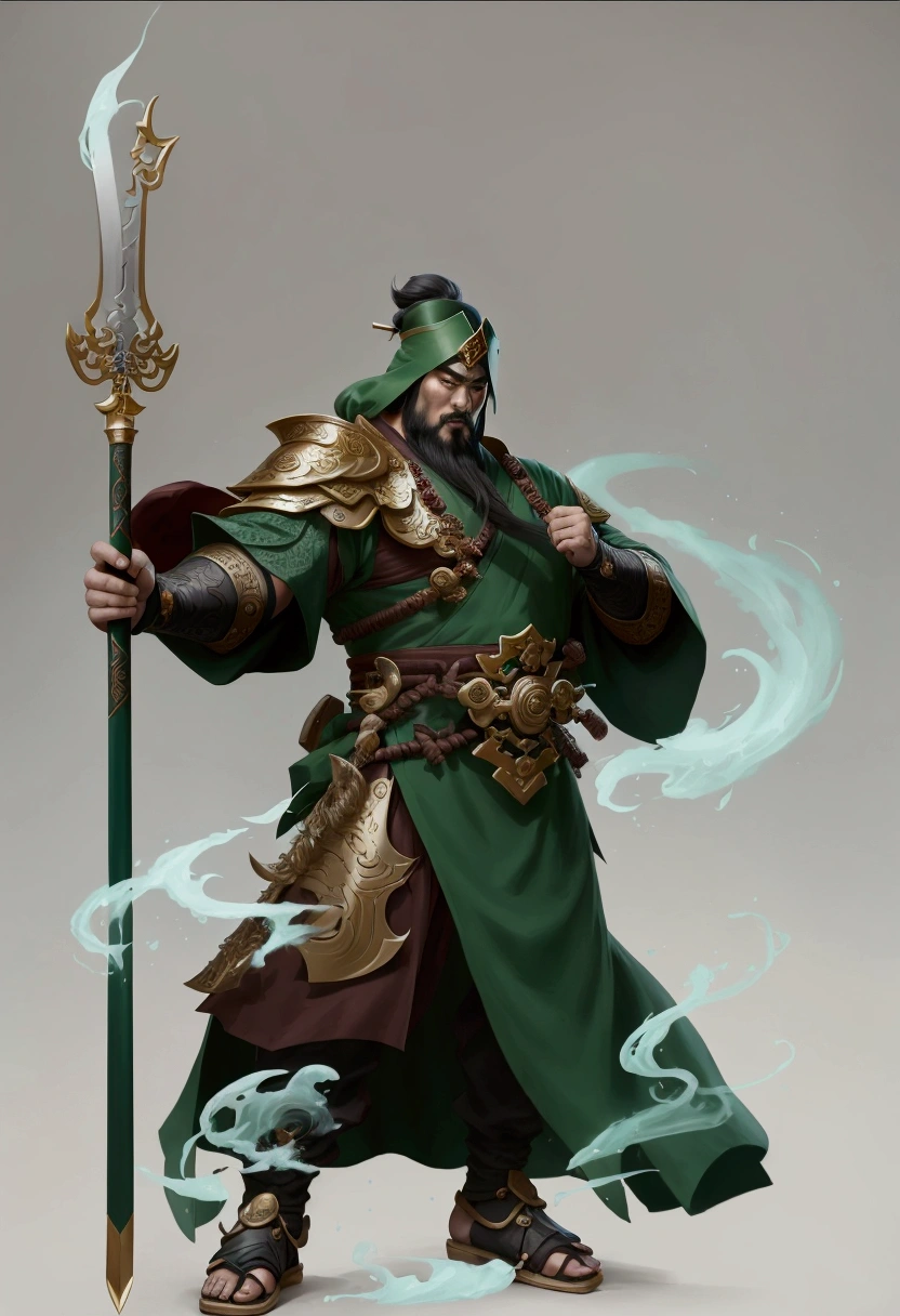 a cartoon of a man in a green robe holding a sword, guan yu, inspired by Hu Zaobin, inspired by Huang Shen, feng zhu concept art, inspired by Shen Zhou, inspired by Huang Ding, inspired by Dong Yuan, bian lian, concept art of a monk, g liulian art style, inspired by Wu Bin, inspired by Shen Quan，8K