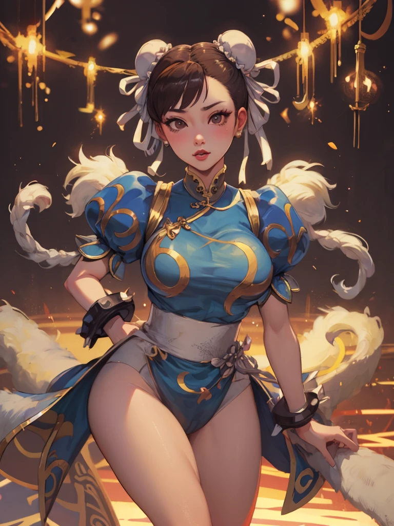 Girl, 12, Mongolian, Chun Li Outfit, Muscular, Leotard