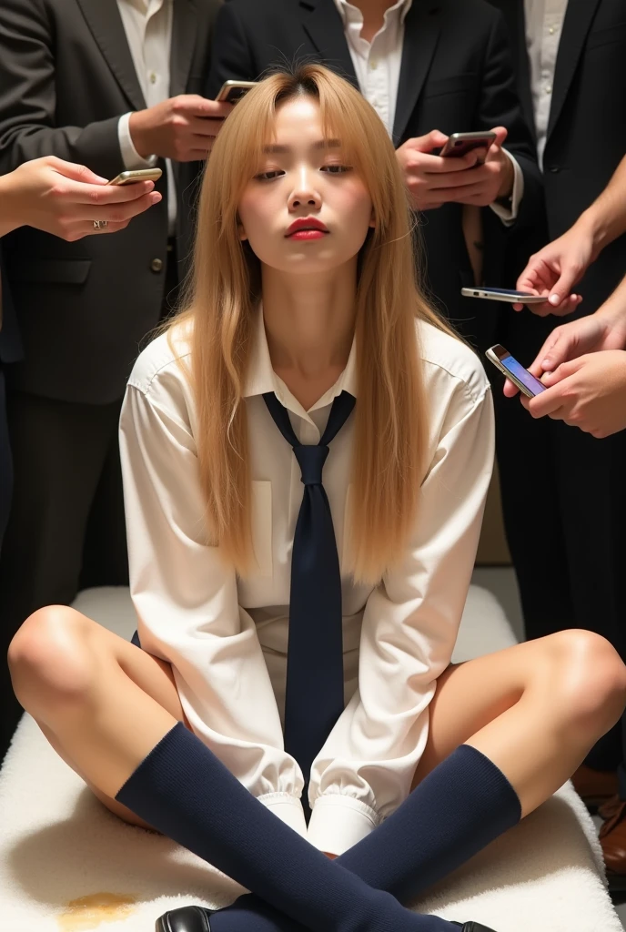 crowded train、(She is standing on her knees in front of a middle-aged man.)、get down on all fours(leaning forward)、~ ~ side、bright blonde、~ side up hair、high school girl、blush、shy、thin、Muchimuchi、日本のhigh school girl、8k、dramatic lighting、Very delicate image quality、dislike、thighs、white socks、put one&#39;lay hands on a man&#39;waist、open shirt、I can see your underwear、(~ side view)、sweaty、((she sucks the guy&#39;penis of))、mini pleated skirt、17 years old、close、thick legs、hold cock in hand、(Blowjob)、she sucks the guy&#39;erect cock、masturbation、sweaty、Drool、Upper grade、drink semen、mini skirt、Wearing a cardigan around his waist、bracelet、loose socks