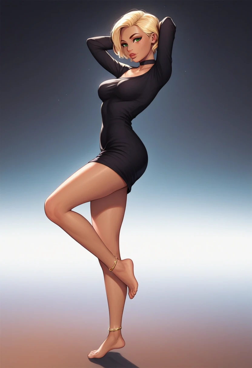 (masterpiece:1.4), (best quality:1.4), retro vintage pin-up style, extremely detailed, intricate, hyper-detailed, (detailed hand,fingers, legs), illustration, soft lighting, very skinny old experienced prima ballerina mid-60s (60-year old fully legal) (((aging wrinkled age-spotted 65-year old fat-free female dancer))), old skinny, aging dancer pin-up girl, ((long waist-length curly white-gray hair)), confidently smiling, (wrinkly age-spotting 65-year old MILF face), ((she is fully nude)), ((sagging tiny wrinkled age-spotted AA-cup breasts))), ((narrow tiny straight hips)) with ((tiny round muscular ass)), ((bow-legged)), (((tiny, muscular round fat-free ass))), ((bare feet)), ((wrinkled very damaged 65-year old-lady feet and toes)), ((black painted toe nails)), ((slender very skinny, obviously aging 65-year old fit, feminine, ((visible defined skinny musculature)), ((high-waisted)), ((flat, fat-free well-defined muscled belly)), ((very long skinny ((well defined muscular)) 65-year old wrinkly freckly veiny legs)), ((large 4-inch thigh gap)), ((perfectly formed ((well-defined knobby knees)), ((fat-free boney knees)))), ((very long skinny veiny wrinkly sporty arms with defined muscles)), (wrinkly but feminine hands), ((delicate boney hands)) and ((long delicate boney fingers)), ((very wrinkly 65-year old totally nude dancer)), on her toes facing away from camera with her ass to the camera, bent far forward at the waist with one leg stretched out on a dance exercise bar, looking back at the camera from over her shoulder, ((with a confident sexy smile)), ((in a midcentury modern stage)), ((totally nude)), intricate, dramatic lighting, ((standing in a spotlight)), 4k, black_background, caustics, full_body, digital_illustration, ((fully nude)), (((vintage 1950s gray or black pubic hair)))