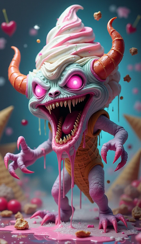 award winning photograph of a colorful GelatoStyle demon with seductive grin in wonderland, magical, whimsical, fantasy art concept, steampunk, intricate details, best quality, masterpiece, ultra sharp, hyper realistic, realism, <lora:Gelato_Style_XL:0.8>