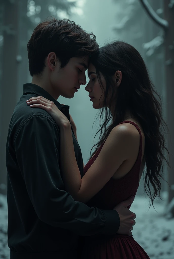 Boy and gril intimate on bad