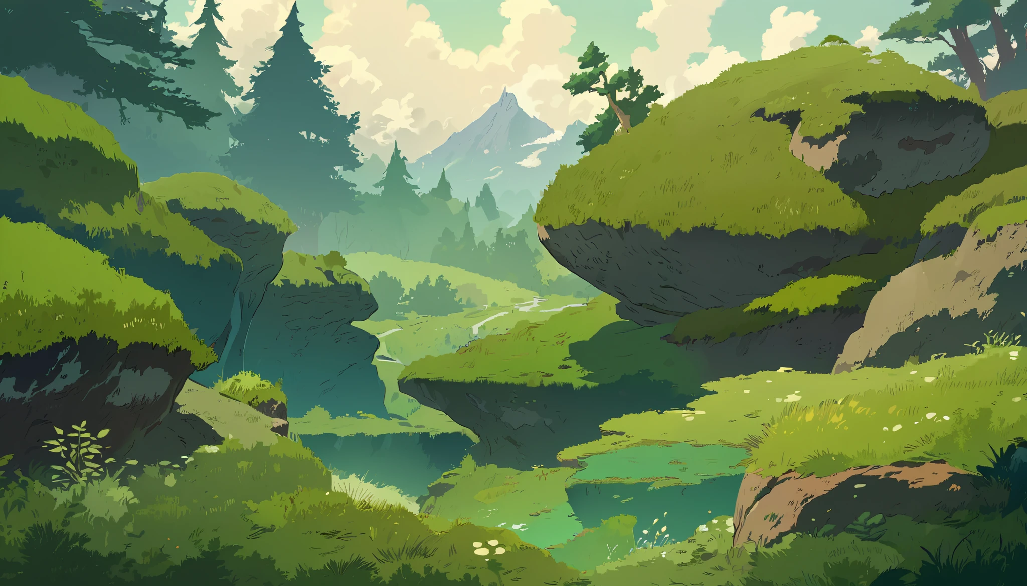 Moss Landscapes ,Studio ghibli inspired