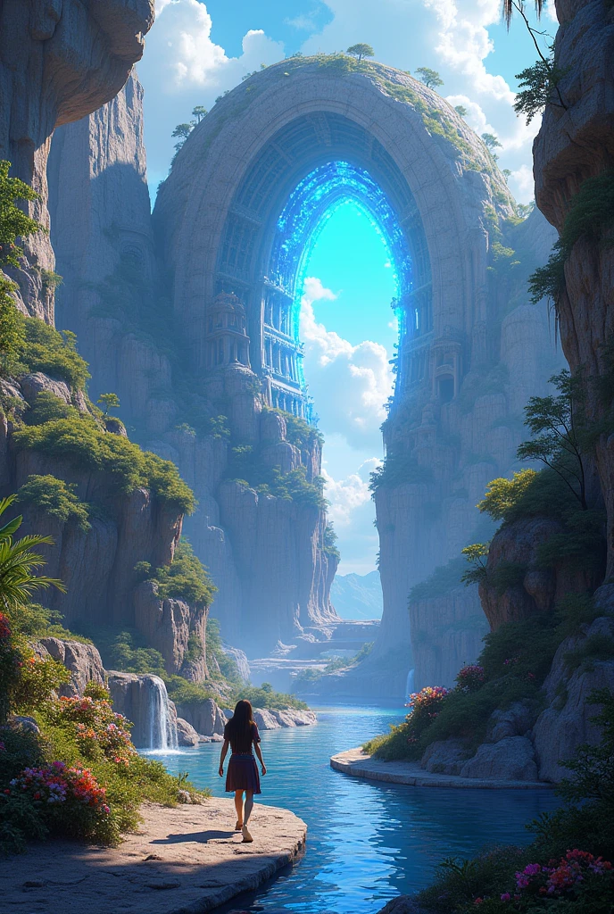 a magical fantasy world, glowing portal, magical floating islands, lush vegetation, otherworldly landscapes, fantastical flora and fauna, detailed fantasy architecture, dramatic lighting, vibrant colors, photorealistic, hyper detailed, (best quality,4k,8k,highres,masterpiece:1.2),ultra-detailed,(realistic,photorealistic,photo-realistic:1.37),HDR,UHD,studio lighting,ultra-fine painting,sharp focus,physically-based rendering,extreme detail description,professional,vivid colors,bokeh