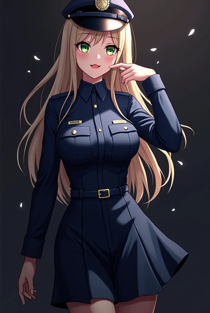 Policewoman The buttons are buttoned to the chest