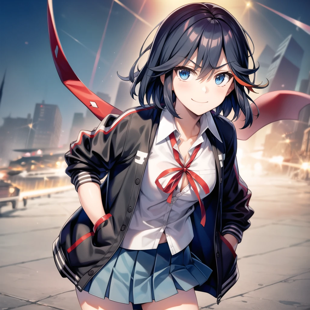 whaite hair, Red pupils, schoolgirls, quadratic element, Handsome white military uniform, black over-the-knee socks, boot, Blood-stained swords,whitegloves,In the city, The expression was slightly cold, short detailed hair, quadratic element, adolable, Slightly tempting, Cinematic texture, Pubic area is clear, Glass texture,swords drawn, looking to the camera, the night, Cinematic lighting, Cinematic lighting, Motion blur, Sparkle, Atmospheric perspective, wide angles, 8K, Super detail, Masterpiece, Cinematic texture, Glass texture