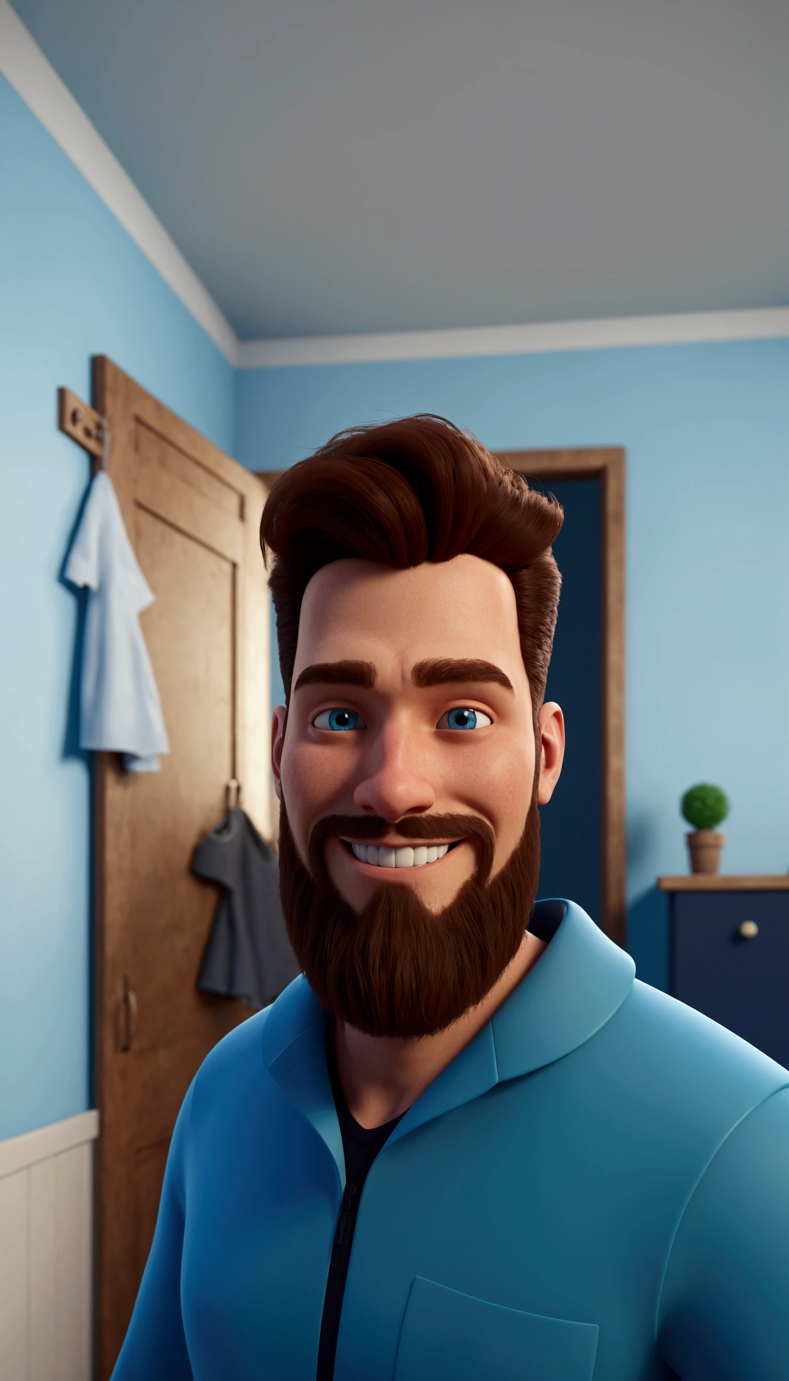 Um gordinho de cabelo cortado em volta de uma cadeira de barbeiroaltura de 1,70, illuminated by the light of a lamp, contra o pano de fundo de uma barbearia