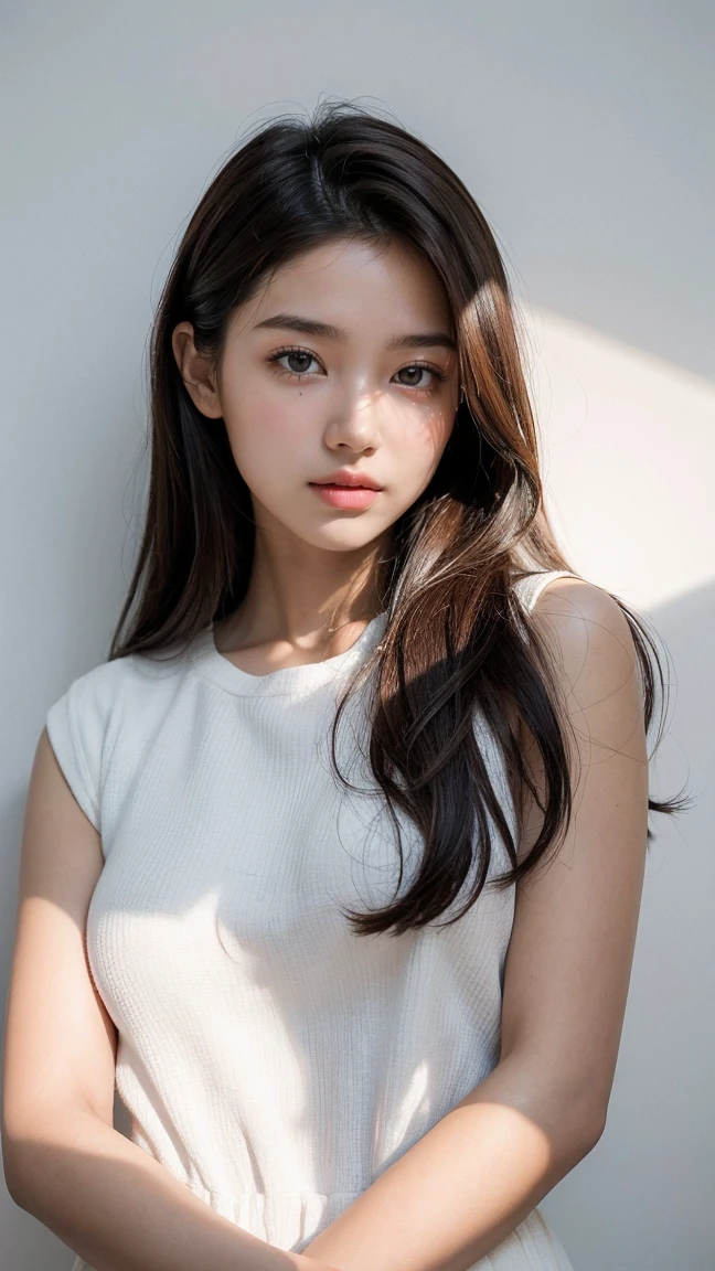 TWICE tzuyu、Glossy feel、Mature、sex appeal、White tank top、skinny、whole body、See-through