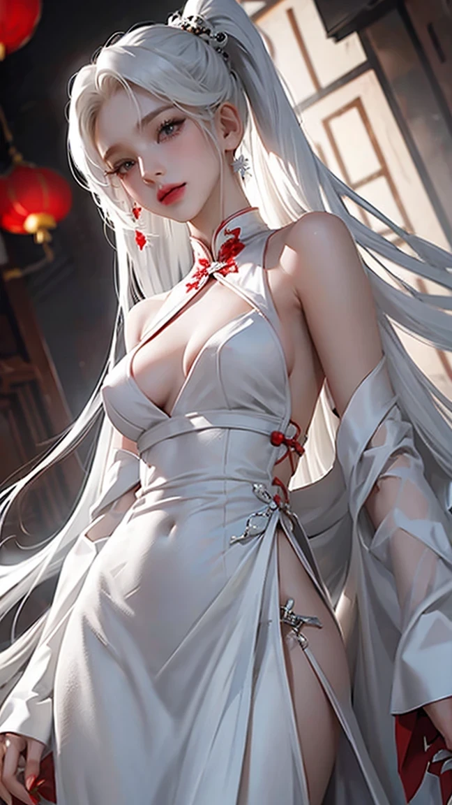 White elf tattoo,There is a big fluorescent green lotus tattoo on the chest,The clothes are ultra-thin and ultra-transparent,bathing,Long legs,Barefoot,whaite hair,Long hair,Single horsetail,full bodyesbian,Face straight ahead,Open crotch clothing,The chest is extra-large,Raised D cups,nakeness,The top cloth strip is bare,A fluorescent red lotus flower is tattooed on the big belly,Obscene lines, Moisturizes and flows milk,A MILF