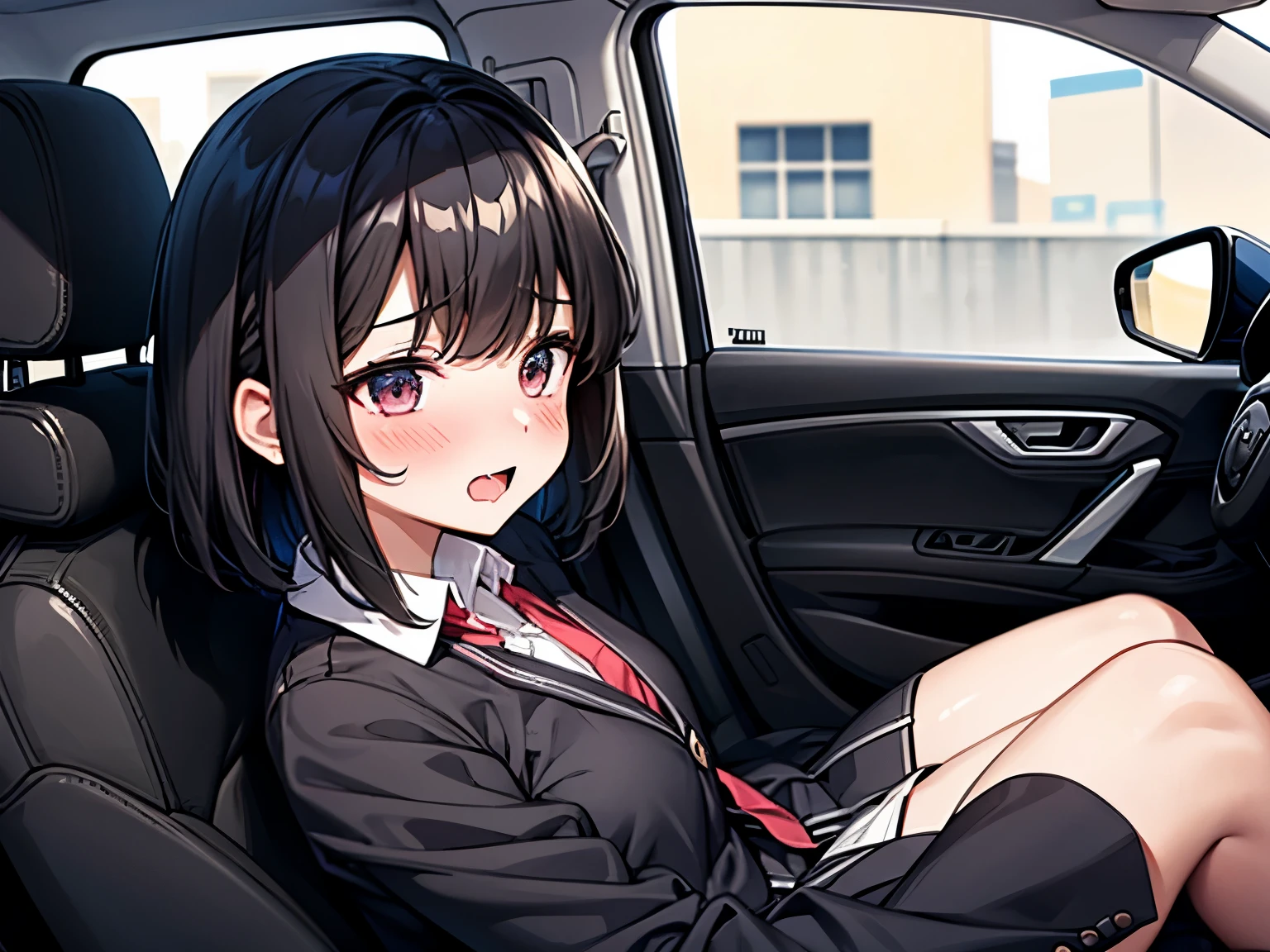 Having sex with a man in a car from behind, see penis, large and long penis, white water gushing, threesome, Turn around., Embarrassedุ 18, severe, sleep, stepsister , Embarrassed, red face, School uniform, Being squeezed by a man, see a man's face