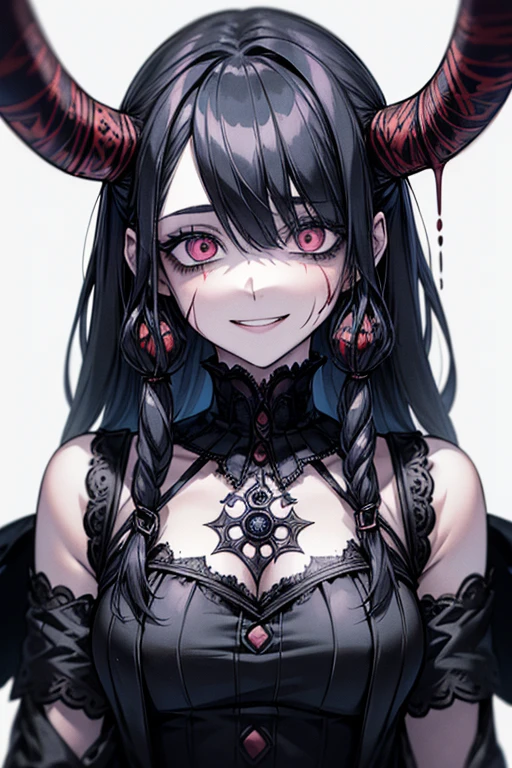 desperation, haunting, clavicle,  hair between the eyes, design de personagem de yoshitaka amano, Style by nty, morbid, standing alone (gesugao), gesugao facial expression, sadistic smile,  big fit ass ,for an evil smile,latex hands,latex fingers,very evil huge laugh,sadistic smile,deeply shadowed face,,smile worse,worst ridiculous,very bad moukery,,laugh full of malice,elbow gloves,human ear,dark world background,sensuous