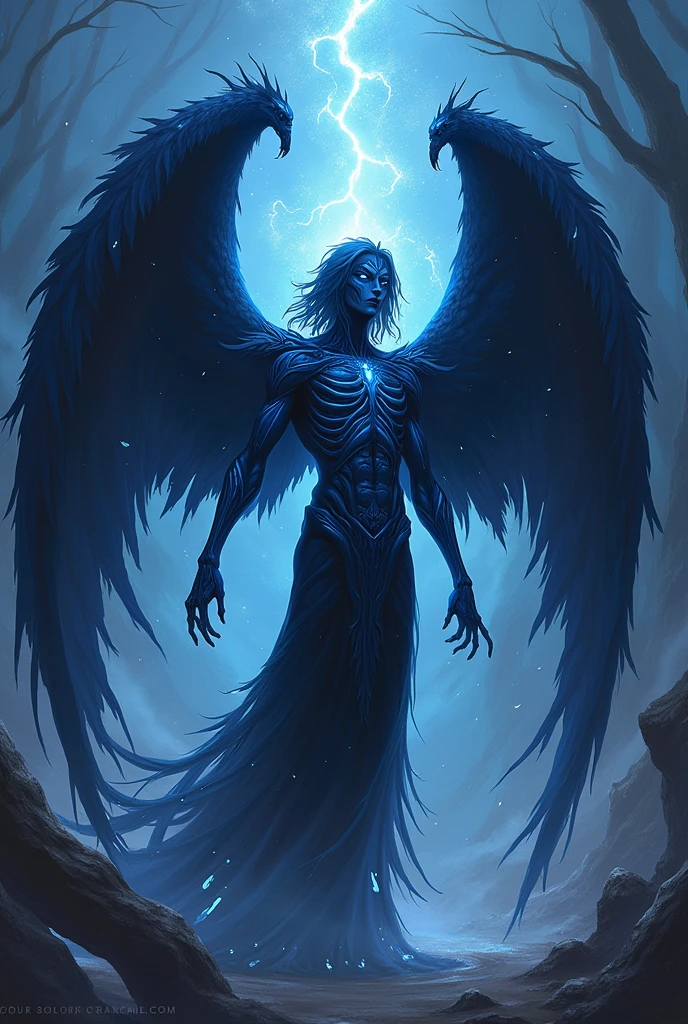 Elemental Spirit of Darkness with a humanoid-angelic form in the style ...