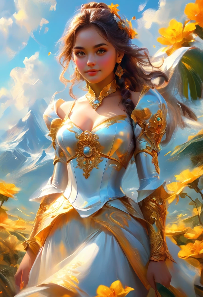 white red full body widok od dołu smile (extremely detailed CG unity 8k wallpaper), (masterpiece), (best quality), (ultra-detailed), (best illustration), (best shadow), (absurdres), latina girl, sweat, steam, medium breast, nsfw, looking at viewer, light smile,here is a digital painting in a white and amber field, 4k highly detailed digital art, 4k detailed digital art, detailed fantasy digital art, digital art 4k unsettling, surrealistic digital artwork, beautiful digital artwork, 3d digital art 4k, intricate digital painting, epic surrealism 8k oil painting, mind-bending digital art,czarne krótkie potargane włos