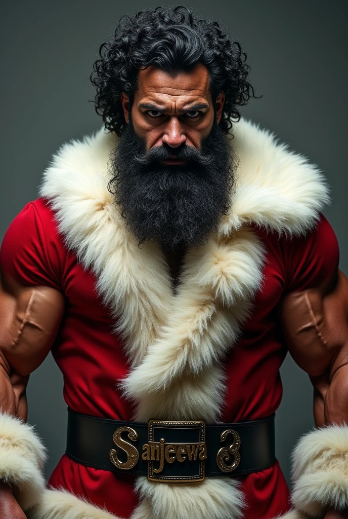 A muscular white man with a beard in a bunny sex outfit