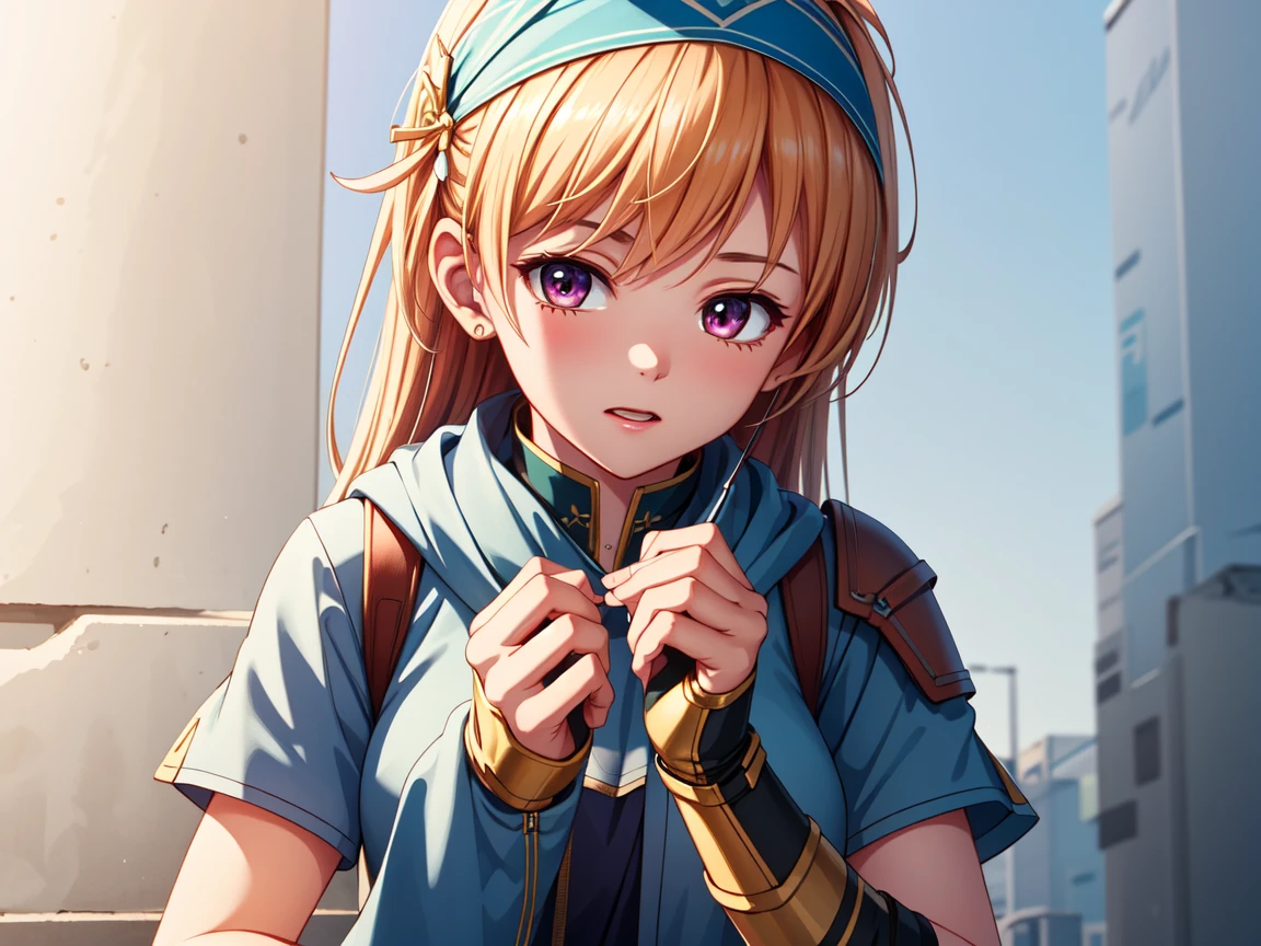 (  Masterpiece ,  best quality,  high definition ,  Unity 8K Wallpaper,  Highly Detailed CG:1), (Illustration:1.0),  1 girl,Alone,  Nakorurumusu , bow,  headband , Ainu clothing, fingerless gloves   , Short sleeve 