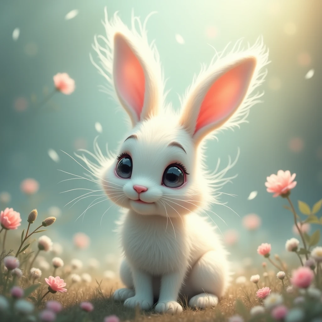 In made of wind  art style, rabbit with background
