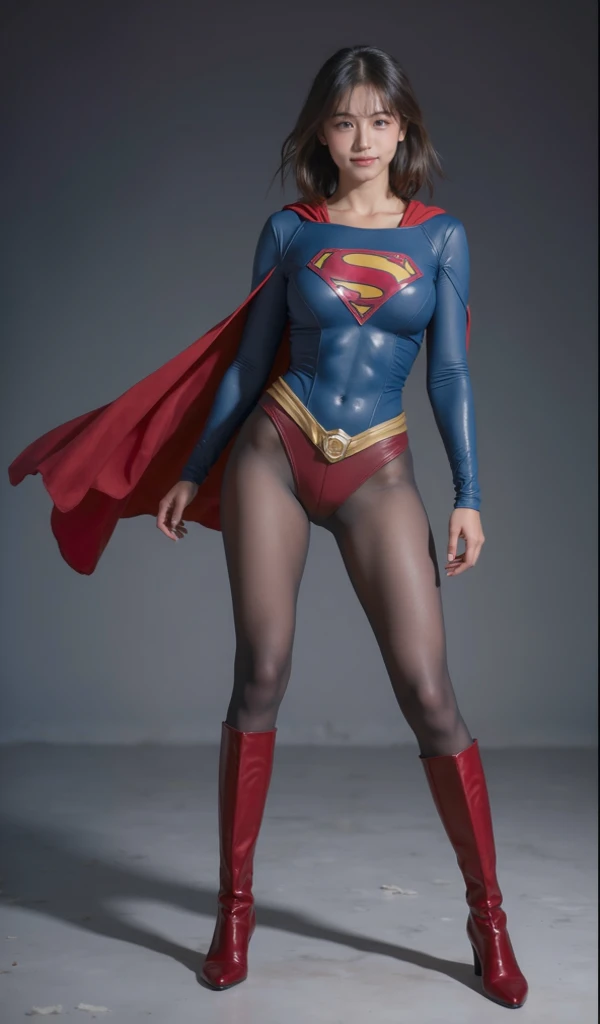 No background、(((Sweating profusely))).(((Beautiful legs in black tights.)))、(((Legally express the beauty of your smile)))、((((Make the most of your original images)))、(((体にぴったりフィットするSupergirl Costume)))、(((Supergirl Costume)))、(((short and beautiful hair)))、(((suffering)))、(((Please wear black tights....、Wear red boots)))、((Best image quality、8K))、((Highest quality、8K、masterpiece:1.3))、(((Preserve background )))、Sharp focus:1.2、Beautiful woman with perfect figure:1.4、Slim Abs:1.2、Wet body:1.5、Highly detailed face and skin texture、8K