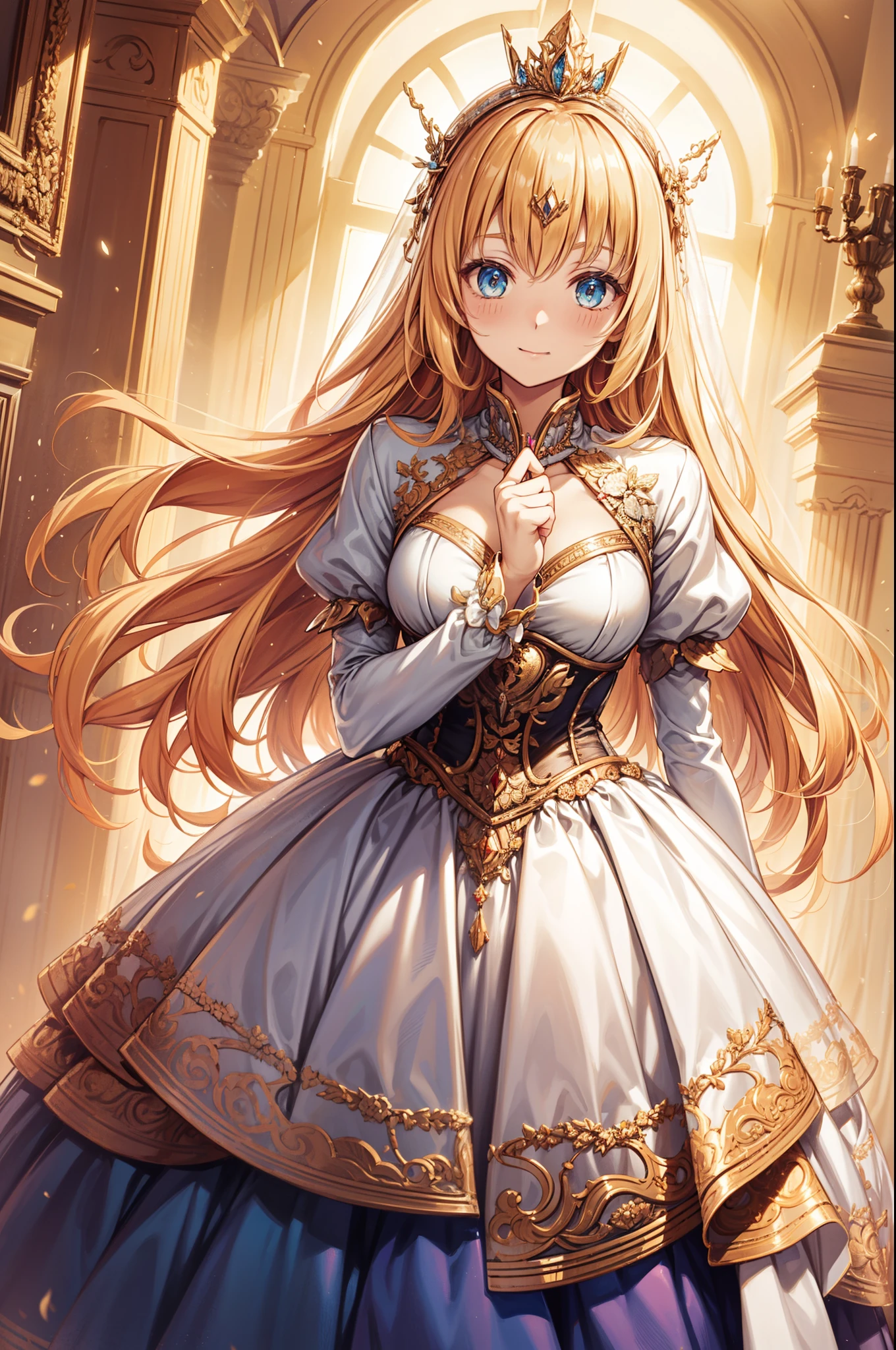 ((anime artstyle)),(Masterpiece),(Best Quality), (Super Detail),((Very Delicate and Beautiful)),((Solo)),((full body)),((1 princess in gorgeousfull rococo dress)),detailed face and eyes,jewel-like eyes,((voluminous Very Long Straight Hair)),((gigantic tits,Long tits)),skindentation,((gorgeousfull embroidery and lace)),gorgeous corsage,See-through,gorgeousfull hair ornament,gorgeousfull glitter jeweled tiara,ornate ruffles,((full body)),((hoop skirt,crinoline)),Dynamic Angle,Looking at viewer,(((gorgeous embroidery gorgeousfull rococo dress)),full body