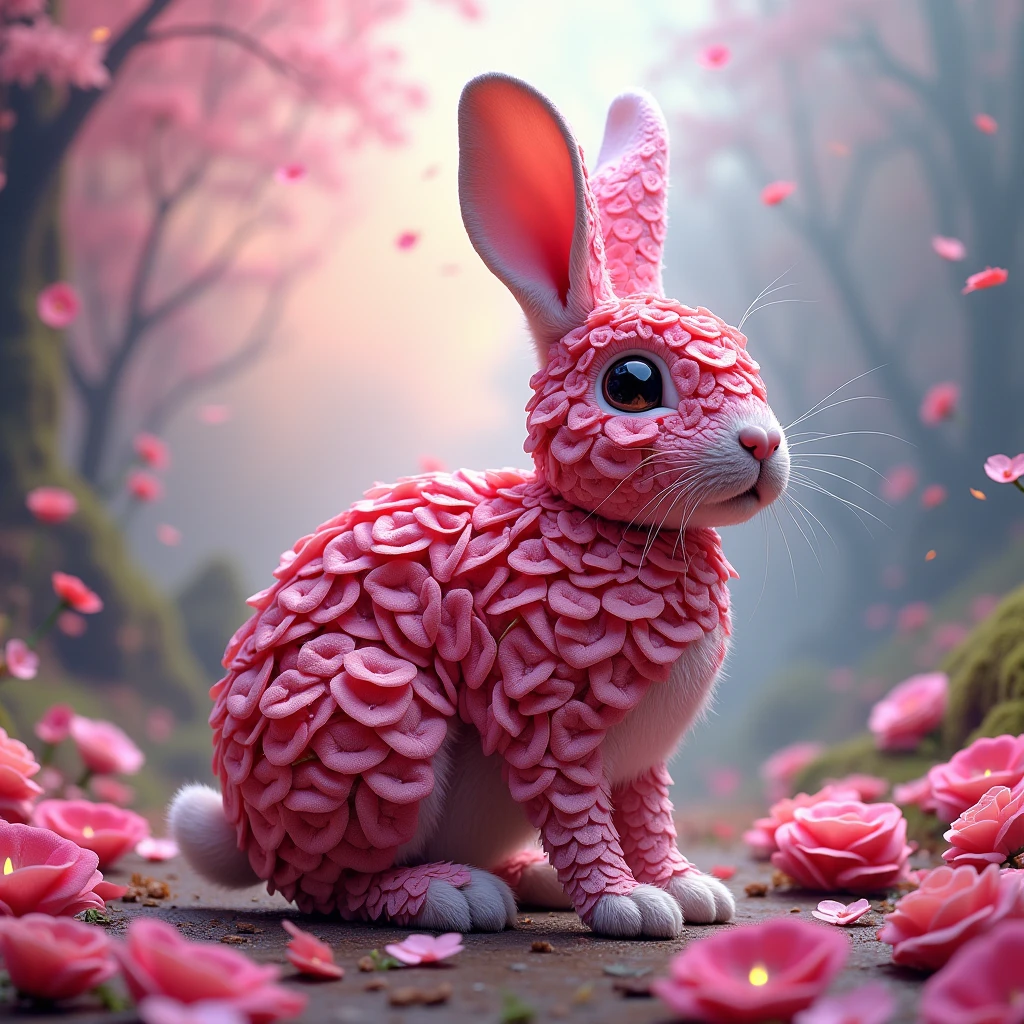 In made of  lips art style, rabbit with background
