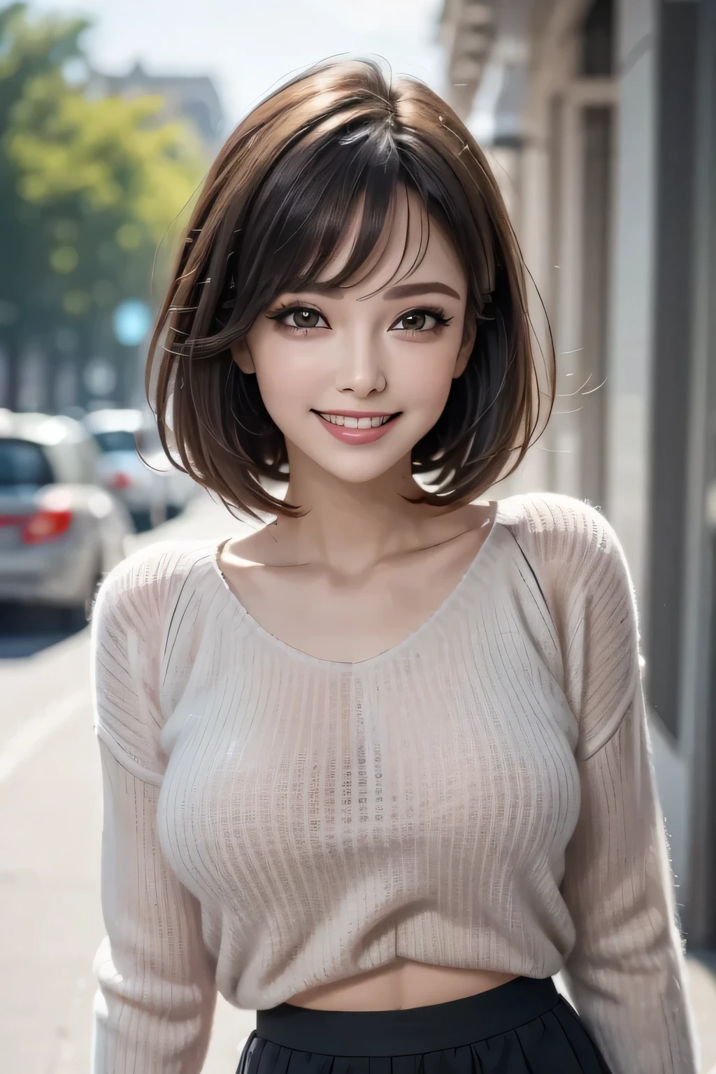  8K ultra HD、RAW Sheer Sweater Pictures  、Model ,   Sheer Sweater Photoshoot 、  Masterpiece ,   best quality , photoGenuineistic,  Pictures of pink sheer sweaters: 1.3), concentrated, (1 female), ホットなModel, 45 years old、  Beautiful Eye Details  、(Big Breasts), Grin, Genuineな肌, (  perfect body for a lawn ),  Sexy Hot Faces ,    Erotic  , Sexual perspective, Sweat top,    short mini skirt  ,   Beautiful Eye Details  ,  glossy lips ,  bright light,   Dynamic Lighting, Genuine, 超Genuine, Genuineism, Genuineistic details, Cool Beauty,    Cool Pose , (background:  street)