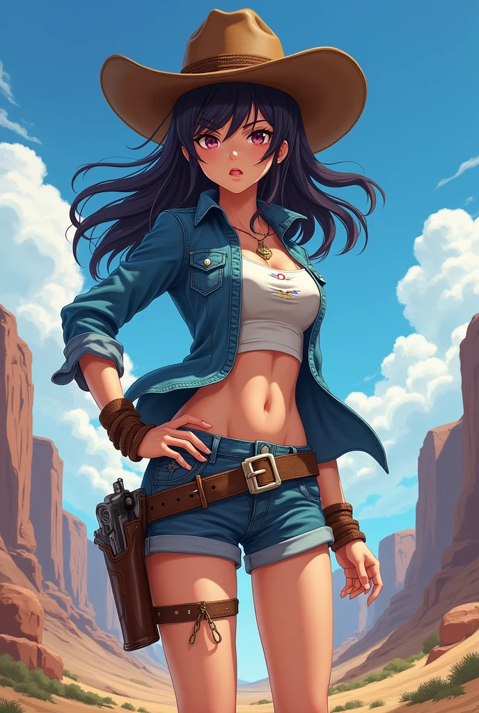 1girl, cowboy shot, minimalist background, simple background, minamalistic background, simplistic background, best quality, niko, yellow eyes, blue hair, brown hat, hat, brown clothes, brown skin, blue underwear, from behind, looking at viewer, wide hips, butt, large butt, large ass, suggestive
