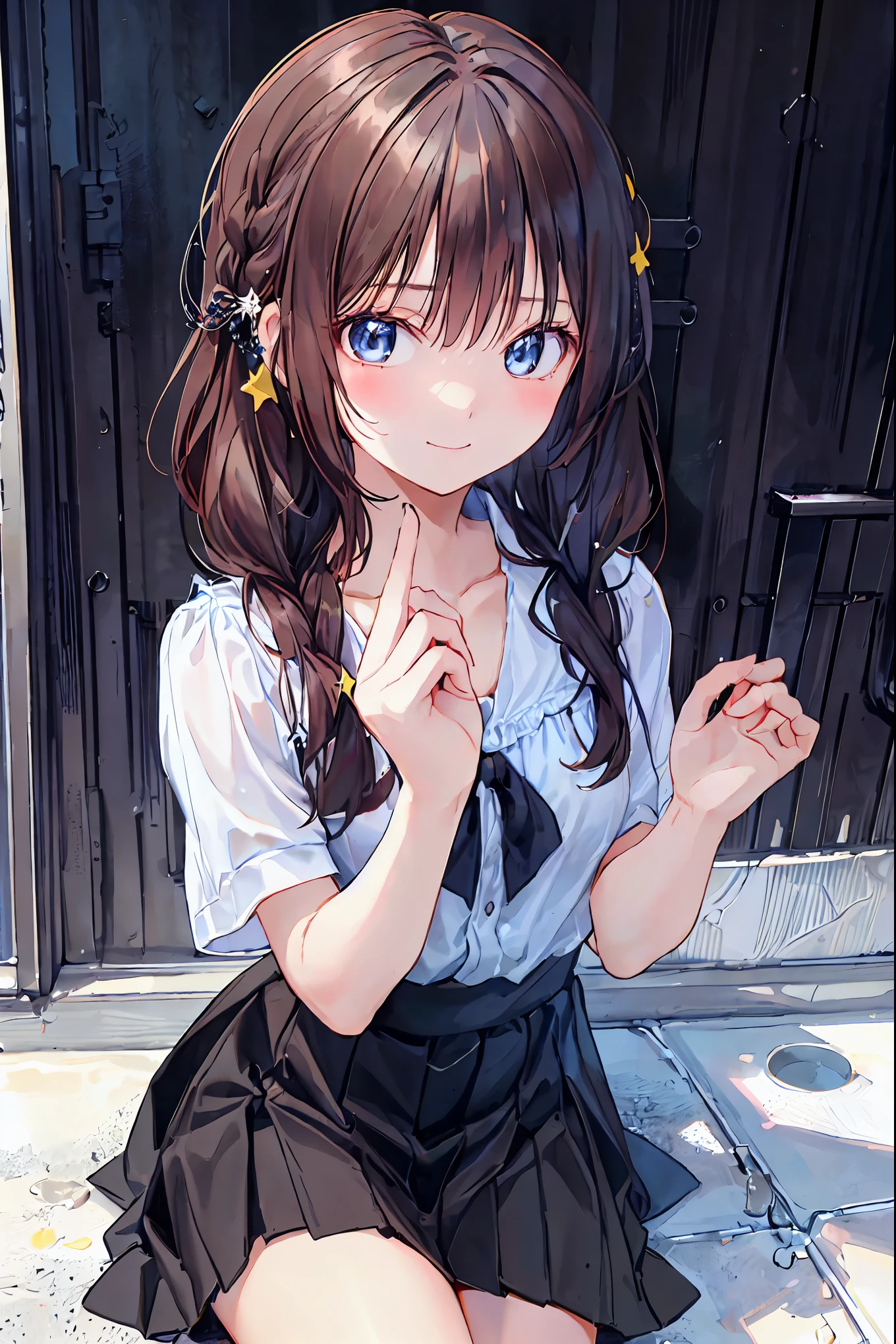 (masterpiece),Highest quality, cute girl leaning on a wall, Embarrassing, blush, Intimate moments, cute, Cropped shirt, Looking down, High Angle, close, BREAK she is Embarrassing, she is blush, She is beautiful, cute imgae,((Highest quality)), (Very detailed), (High-definition CG synthesis 8K wallpaper), 高いly detailed, 高い-definition raw color photos, Professional photography, (((Bokeh))), Written boundary depth,