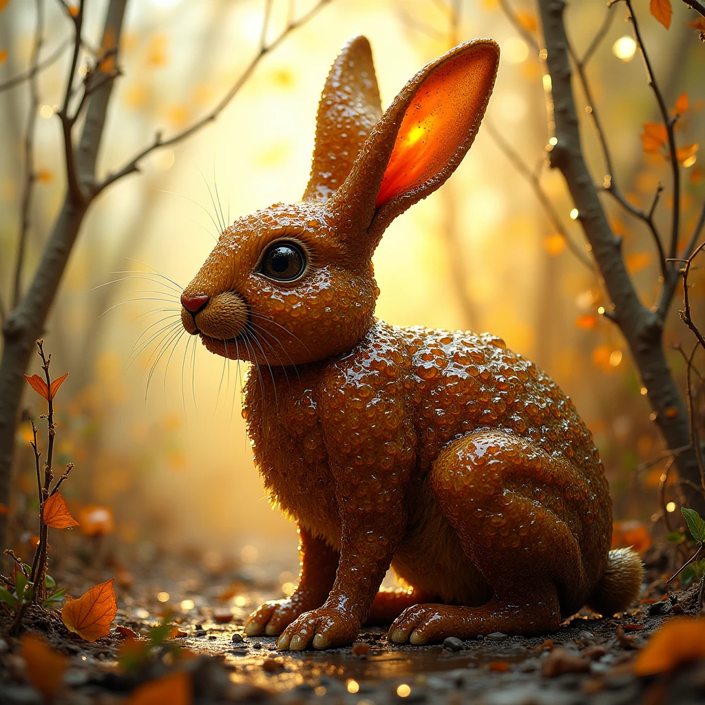 In made of beer art style, rabbit with background
