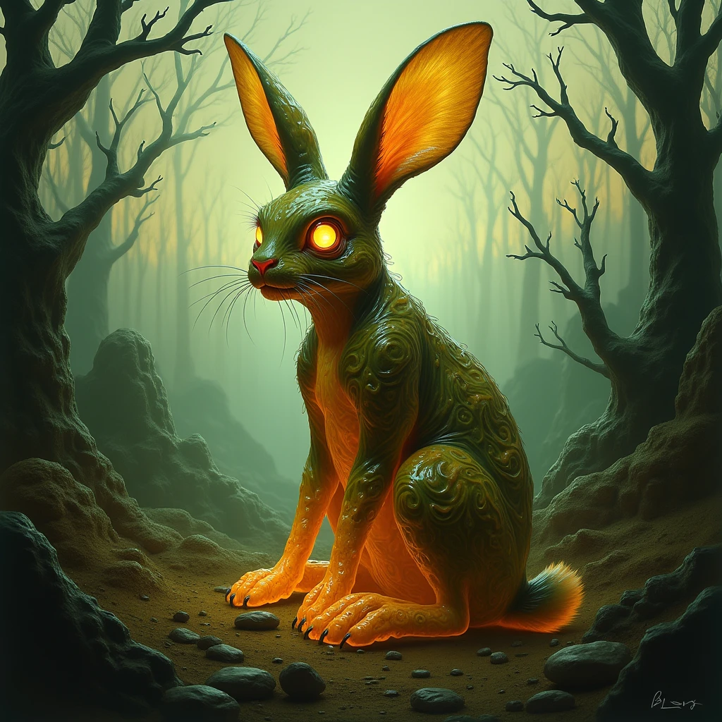 In made of bile art style, rabbit with background
