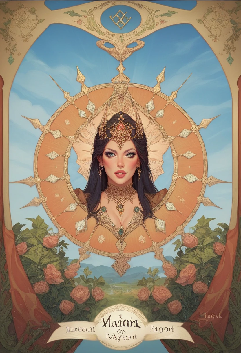 Alex Grey style, Art Deco style, alphonse mucha style, portrait of a beautiful woman, small breasts, intricate dress, soft smile, red lips, blue eyes, black long hair, messy hair, Long-exposure, Arabesque, Custom Bokeh