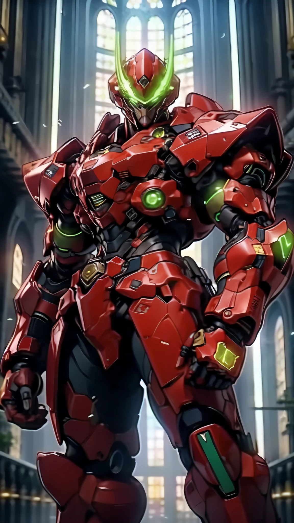 (masterpiece:1.5, best quality:1.5, extremely delicate:1.5), ((male:1.5)), a man wearing a full-face helmet, high-tech biomimetic armored combat suit, (a composite layered chest armor), the design balances heavy with agility, fully enclosed shoulder guards, matching arm and leg guards, a belt of gemstone, (the color scheme is primarily Green with Aqua and Red accents, Organic Biotech, Concept Inspired by Demon Knight, glowing eyes, armor glows, the huge cape fluttering in the wind), stand of a futuristic sci-fi city, this character embodies a finely crafted fantasy-style armored hero in anime style, exquisite and mature art style, metallic, high definition, highres, ultra-detailed, ultra-fine painting, professional, perfect body proportions, golden ratio, anatomically correct, symmetrical face, extremely detailed eyes and face, high quality eyes, creativity, RAW photo, UHD, 32k, Natural light, cinematic lighting, (masterpiece-anatomy-perfect:1.2)