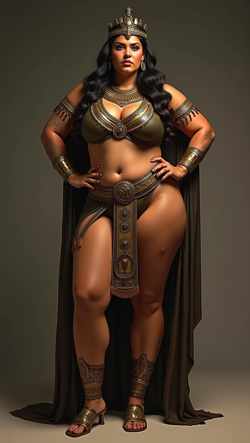 HD, dark skinned, female, age 18, humanoid, honey, long braided hair, Jackie Parris, ((((Jackie Parris)))), thicc build, full body, loincloth