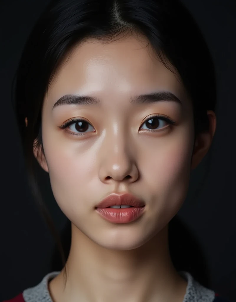 (Close-up shot of forehead to eyebrows of an Asian woman with natural smooth skin: 1.5), (full face: 1.8), (macro photo: 1.8) solo, dark, light slit, masterpiece, best quality, (highly realistic: 1.6), 16k, raw photo, highly detailed, (professional makeup: 1.6), (ultra close-up of face, close-up shot of forehead to eyebrows: 1.7), (ultra close-up of face with nose in the center and full screen: 1.6), (pose with face slightly to the left facing the camera: 1.7), big eyes, thin nose, open lips, (false mole, small blemish, detailed skin texture: 1.7),